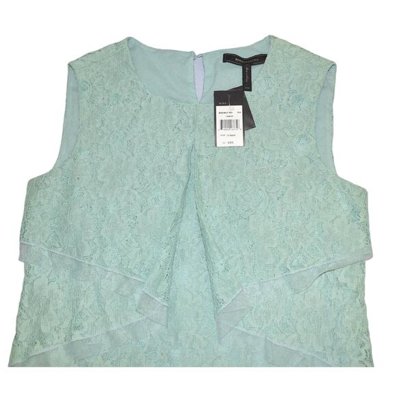 A8 NWT BCBG MAXAZRIA Amelie Lt Aqua Lace Flounce Layer Top Dress Size XXS $230 - Picture 6 of 8